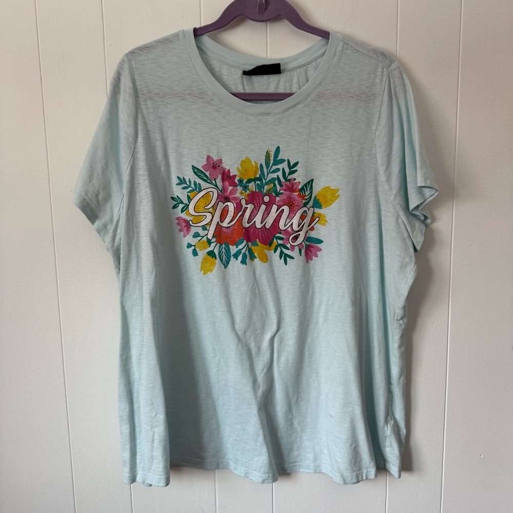 LANE BRYANT Spring Light Teal Graphic Tee